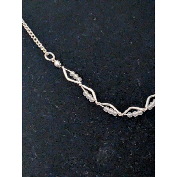 Powder Blue Beaded Vintage Woven Cobra Chain Necklace - Picture 2 of 5